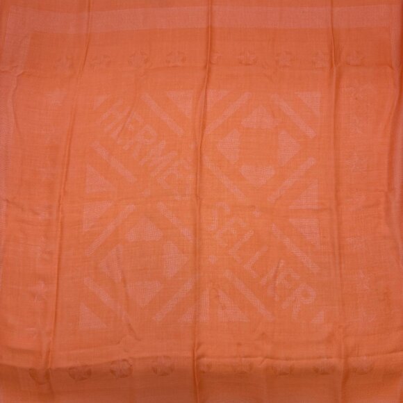 Authentic HERMES Stole Scarf Orange Cashmere #36634613 - Picture 3 of 12